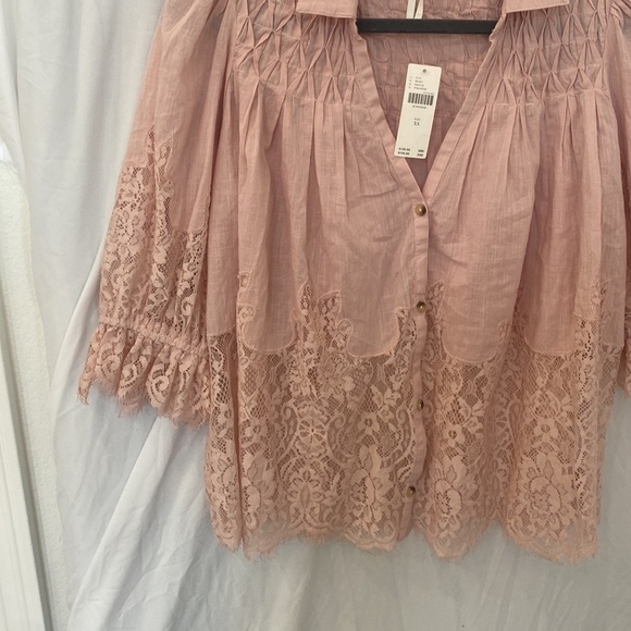 Anthropologie by Anthropologie light pink lace button NWT XS - Picture 4 of 5